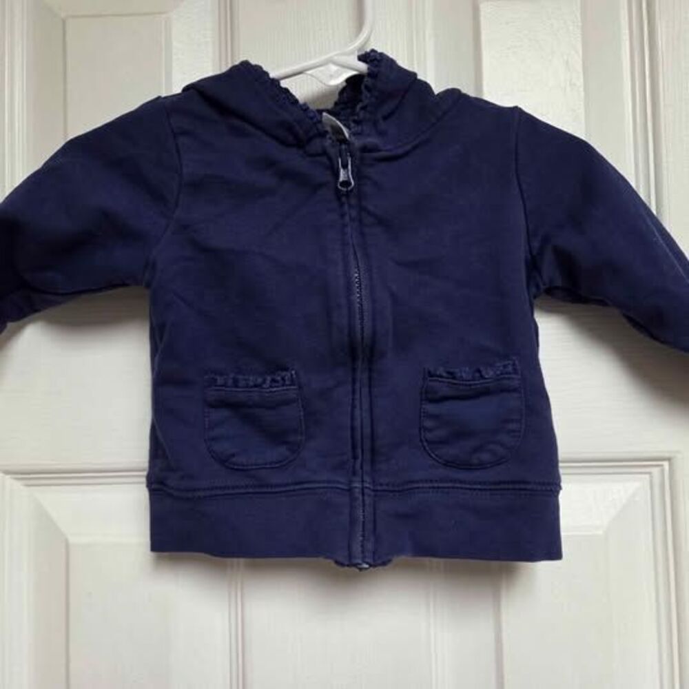 Carters girls 3 month blue zip up hoodie